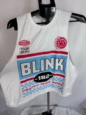 Blink 182 World Tour 2023 2024 Cropped Tank Women XL Band Tee Graphic Shirt